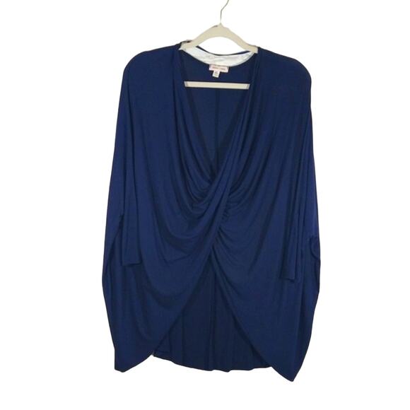 A Silence + Noise Women's Navy Blue Twist Front Oversized Top Shirt Tunic XS - Picture 2 of 13